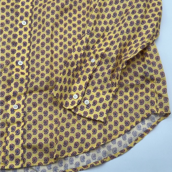 J McLaughlin Shirt Mens Linen XL Button Up Yellow Blue Orange Paisley L/S - Picture 3 of 11
